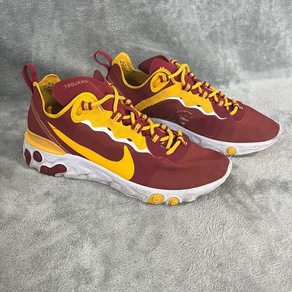 Nike React Element 55 USC Trojans NCAA Sneakers CK4853-600 Size Mens 6 - Picture 1 of 13